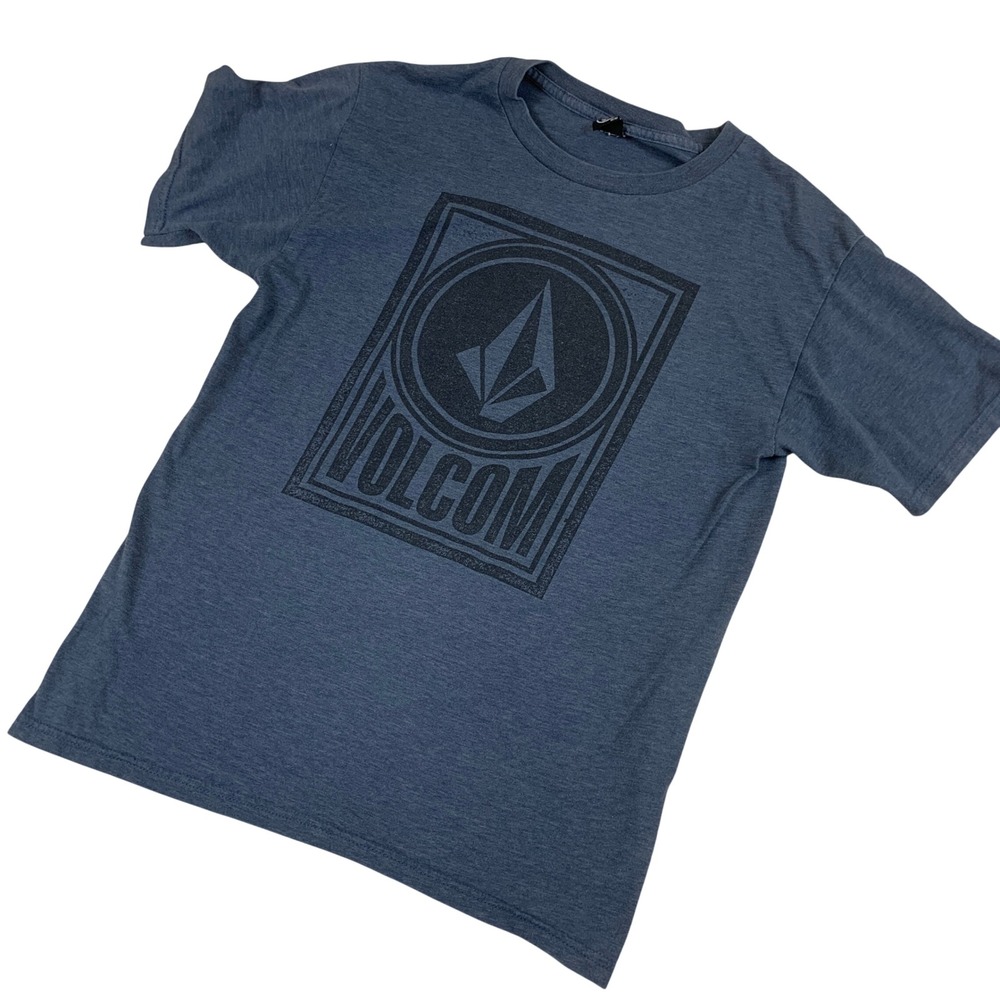 Volcom Mens‎ Graphic T-Shirt Blue Heathered Stone Logo Skate Tee Size M